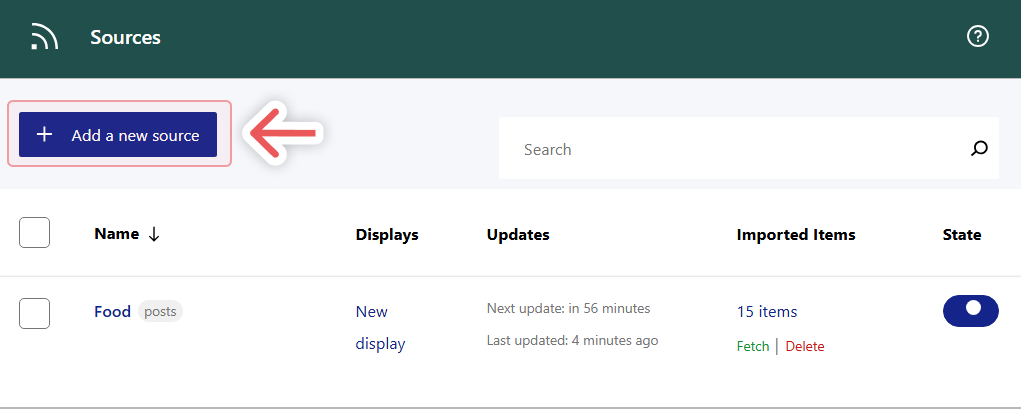 Adding a new source in WP RSS Aggregator