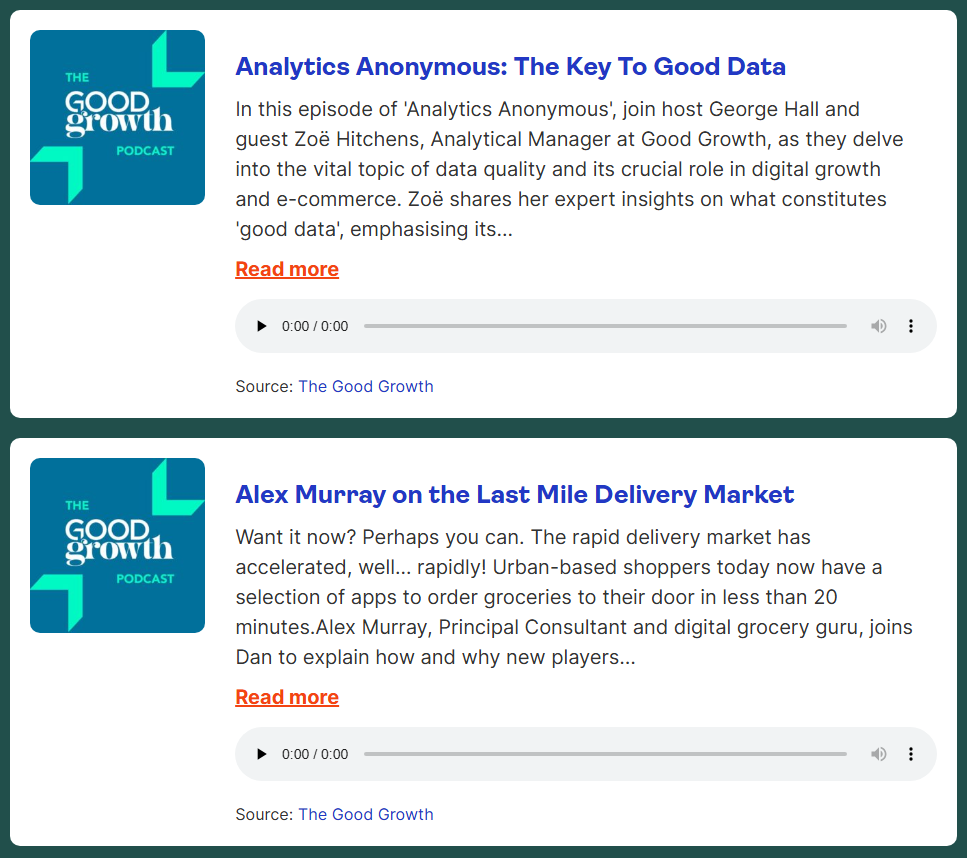 An example of a podcast feed