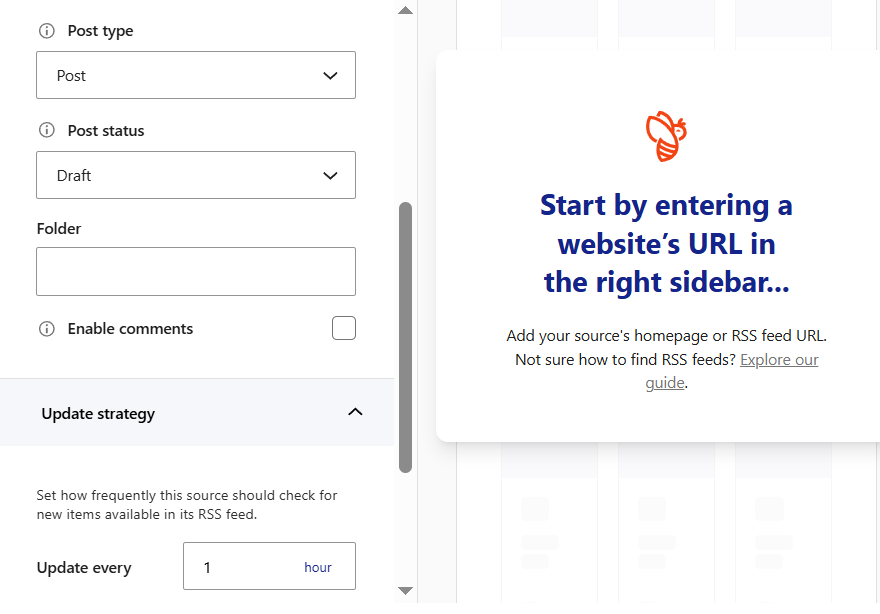 Select the post type for podcast content in Aggregator