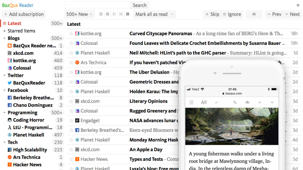 BazQux full text rss