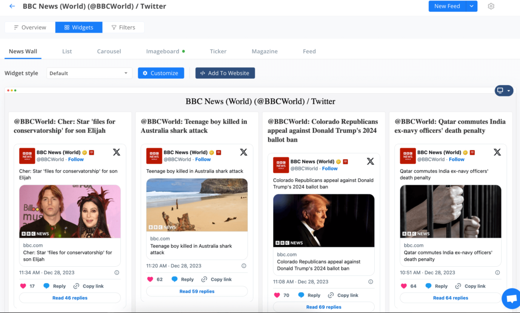 Example of a Twitter RSS feed.